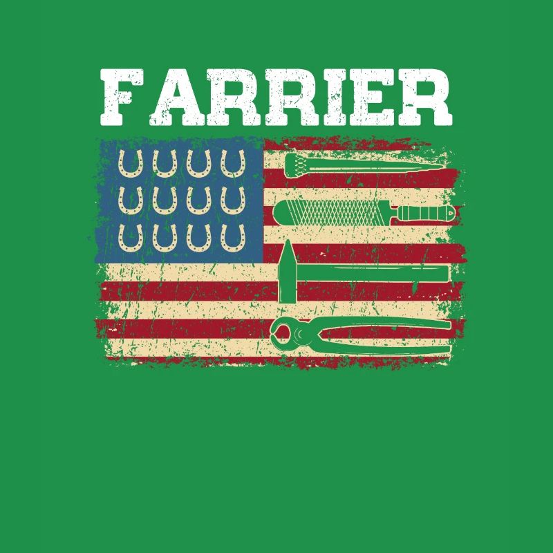 US Flag Patriotic American Farrier Horseshoe Tools