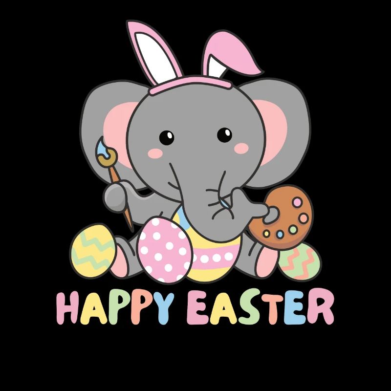 joyeuses Pâques éléphant doux Pâques avec œufs de Pâques
