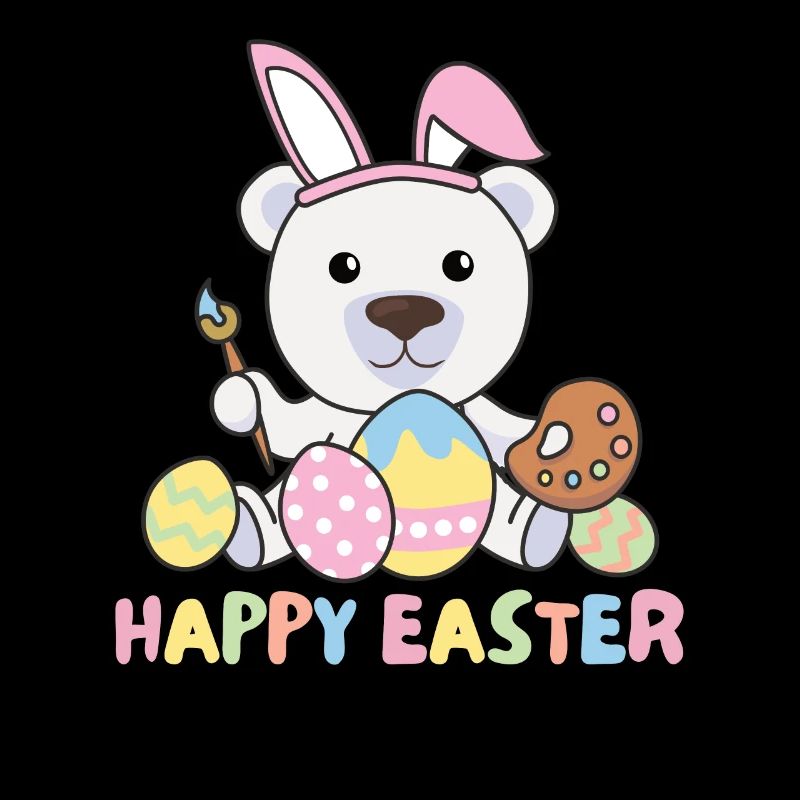happy easter süßes Eisbär Ostern mit Ostereiern