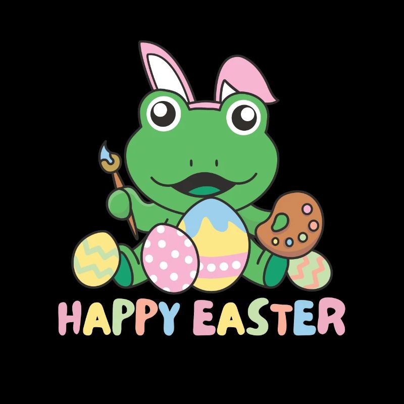 joyeuses Pâques douce grenouille Pâques avec œufs de Pâques