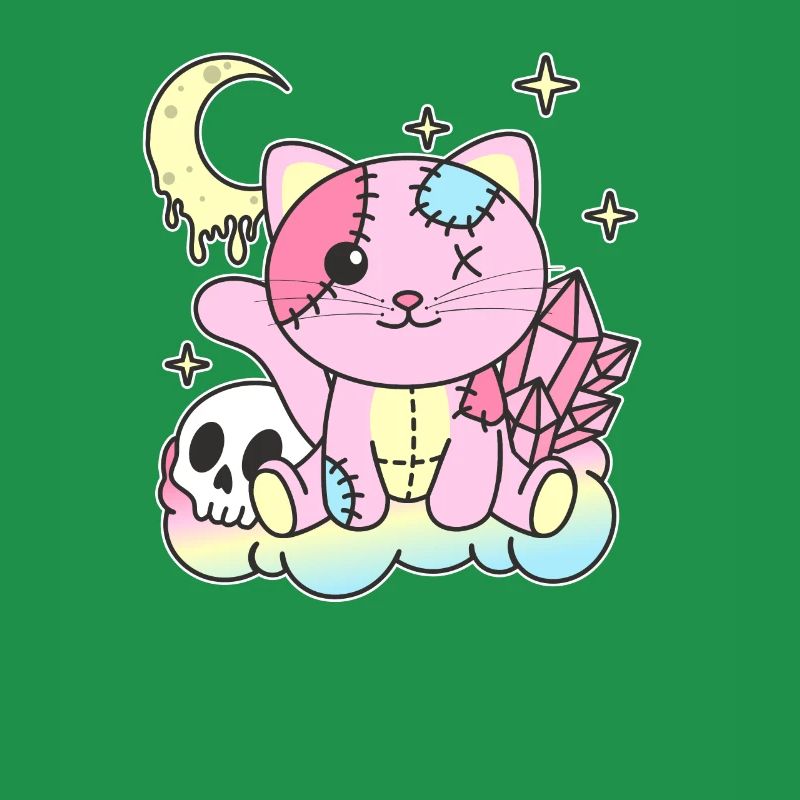 Kawaii Gothic Katze Pastellfarben Gothic Goth