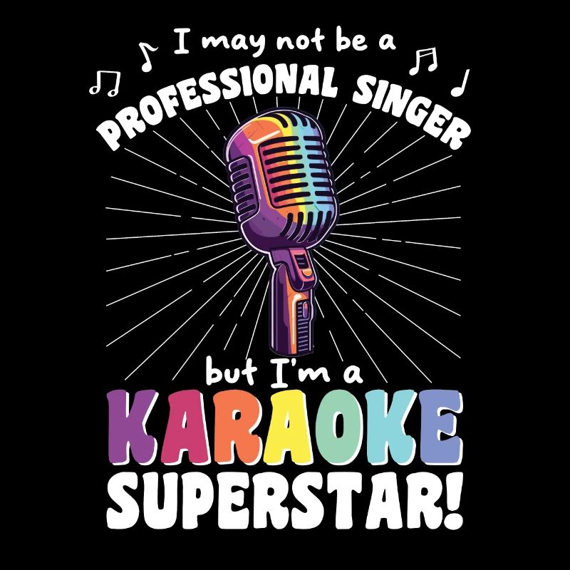 Karaoke Singer Saying Retro Karaoke Superstar