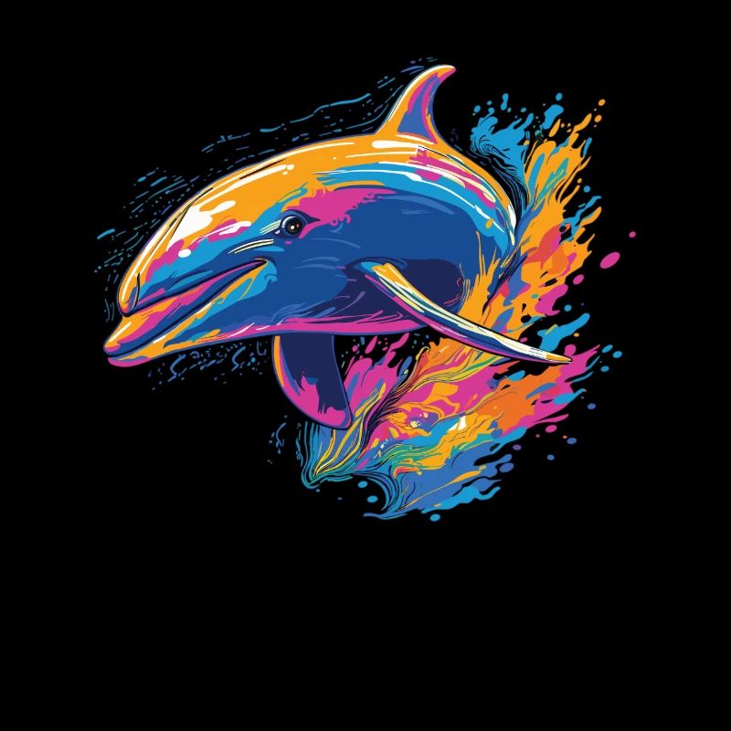 Wasserfarben Farbenfroher Delfin bunte Tiere