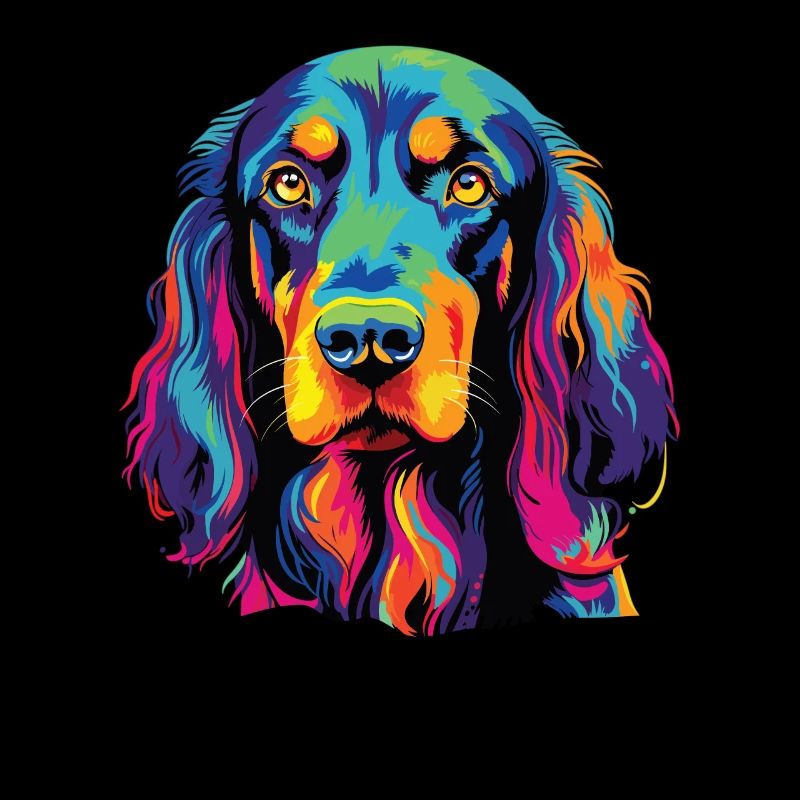 Aquarelle colorée Gordon Setter