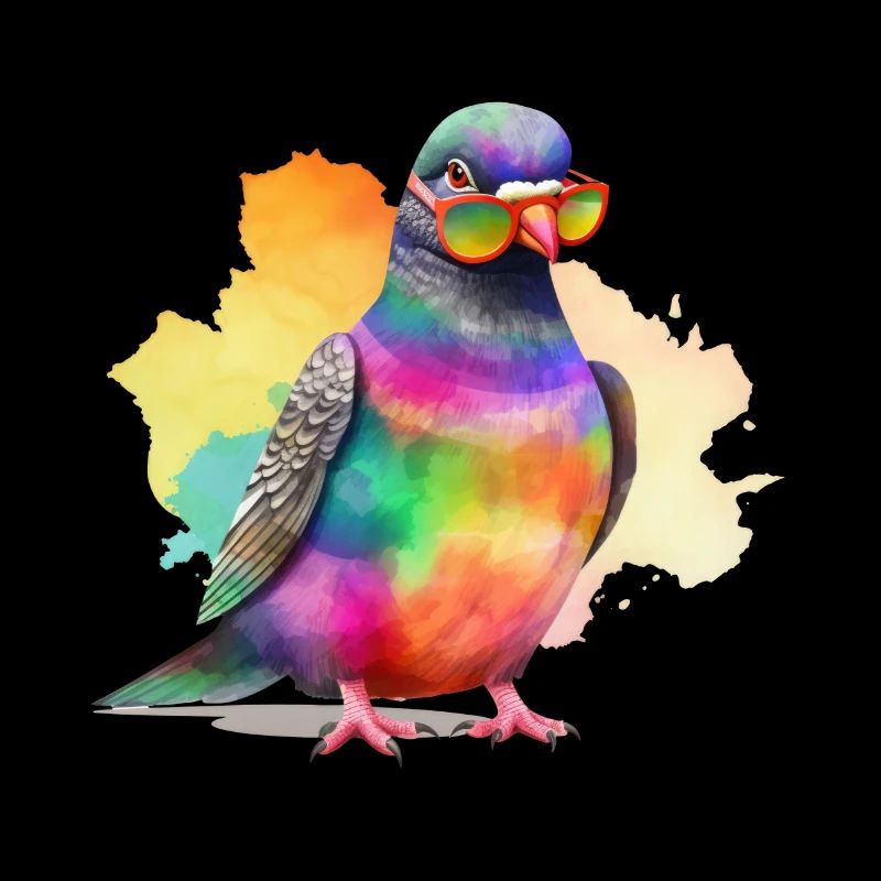 Bunte coole Taube mit Sonnenbrille