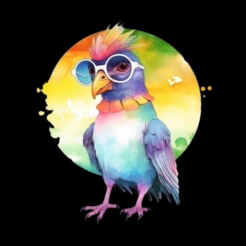 Bunte coole Taube mit Sonnenbrille