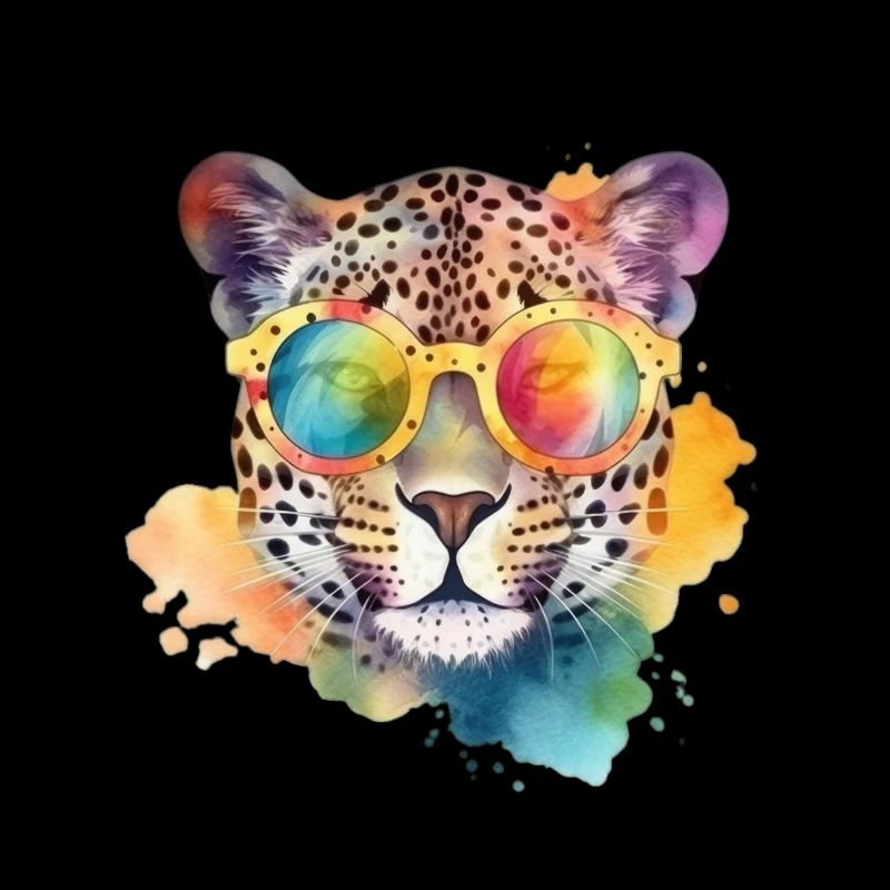Bunter cooler Leopard mit Sonnenbrille