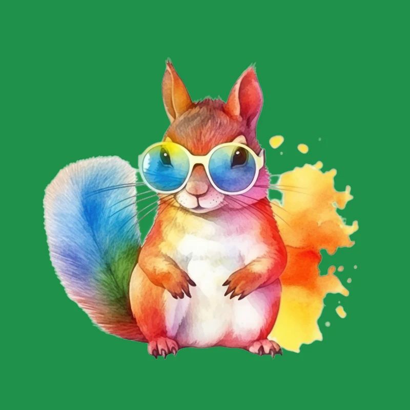 Buntes cooles Eichhörnchen mit Sonnenbrille