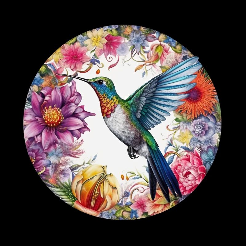 Exotischer Vogel Kolibri mit Blumenmuster Blumen
