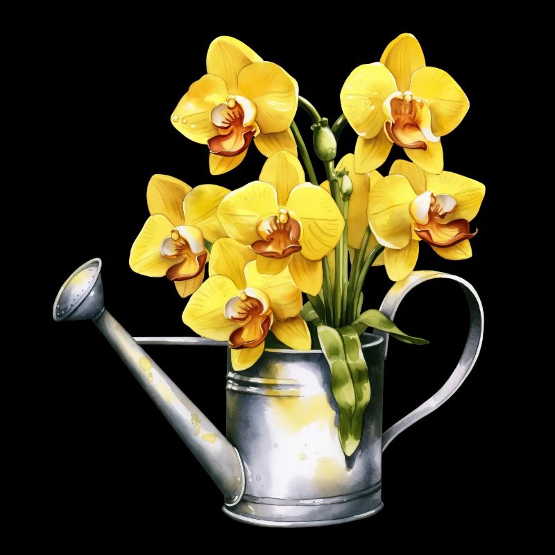 Arrosoir Fleurs Fleurs Orchidée Jaune Mariage