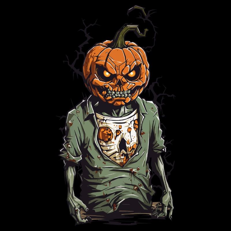 Spooky Pumpkin Zombie Halloween Night Horror