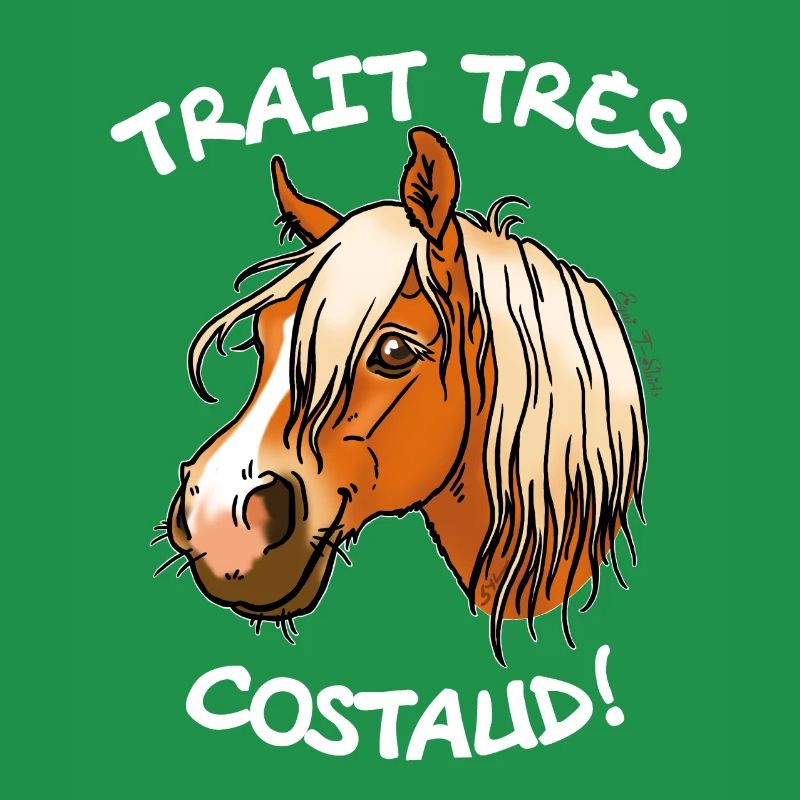 Cheval de trait comtois (texte blanc)