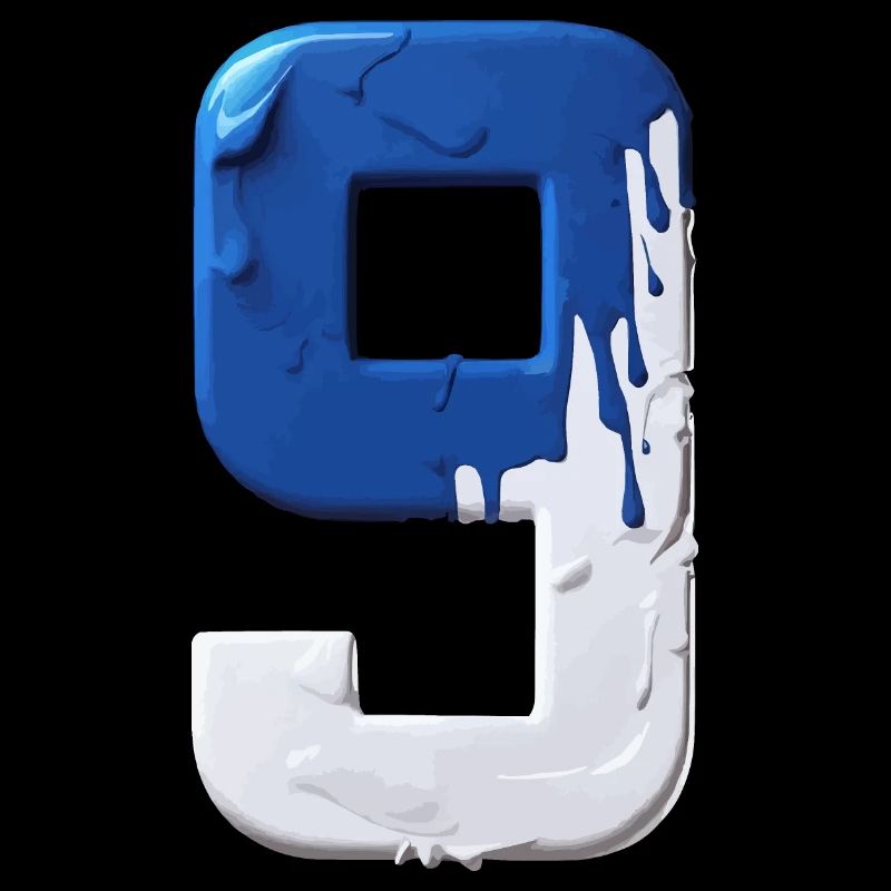 NO. 9 NUMBER 9 BLUE WHITE 9TH BIRTHDAY