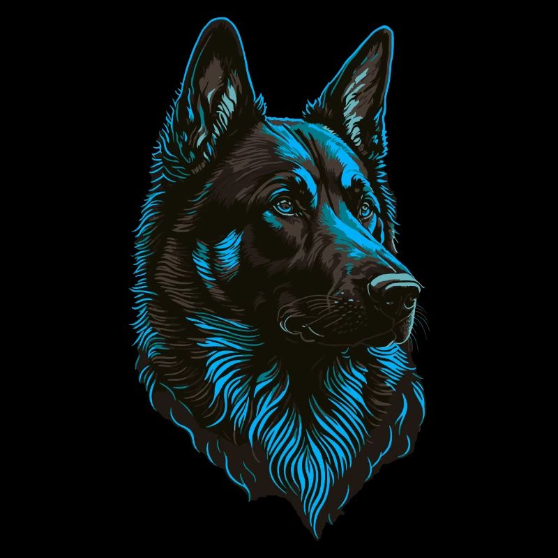 German Shepherd Head Blue