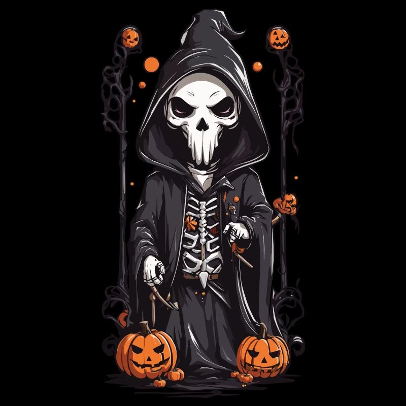 Creepy Halloween Grim Reaper Skeleton Design