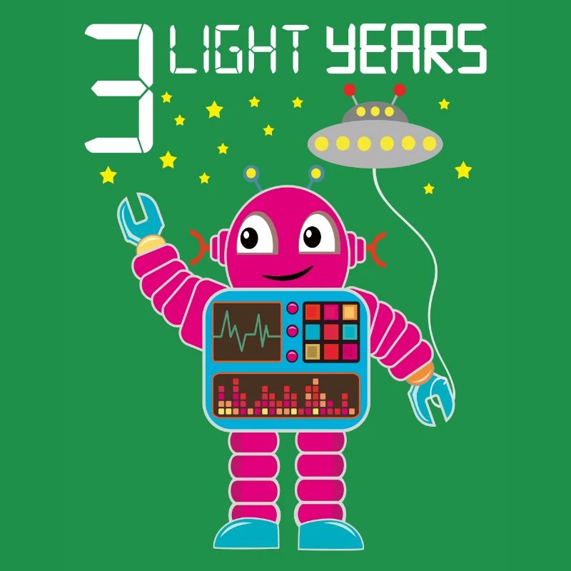 Robot congratulates 3 light years old three years