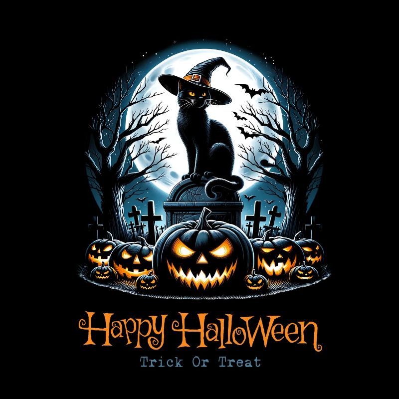 Joyeux Halloween, chat effrayé