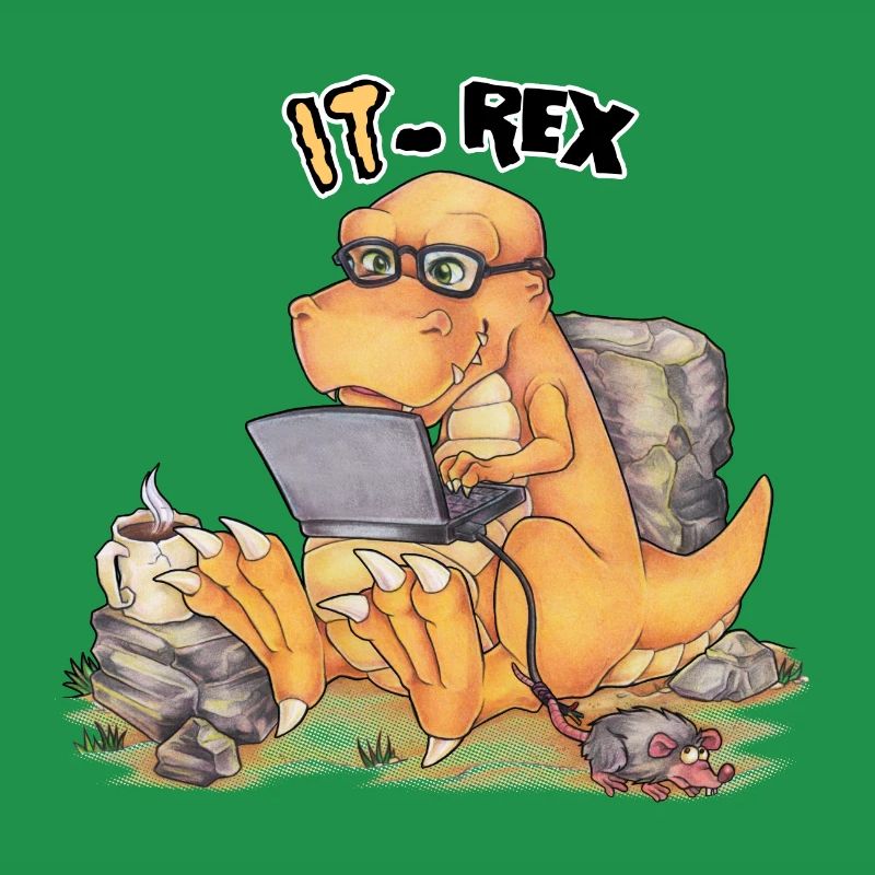 IT Rex- Lustiger Dinosaurier mit Computer