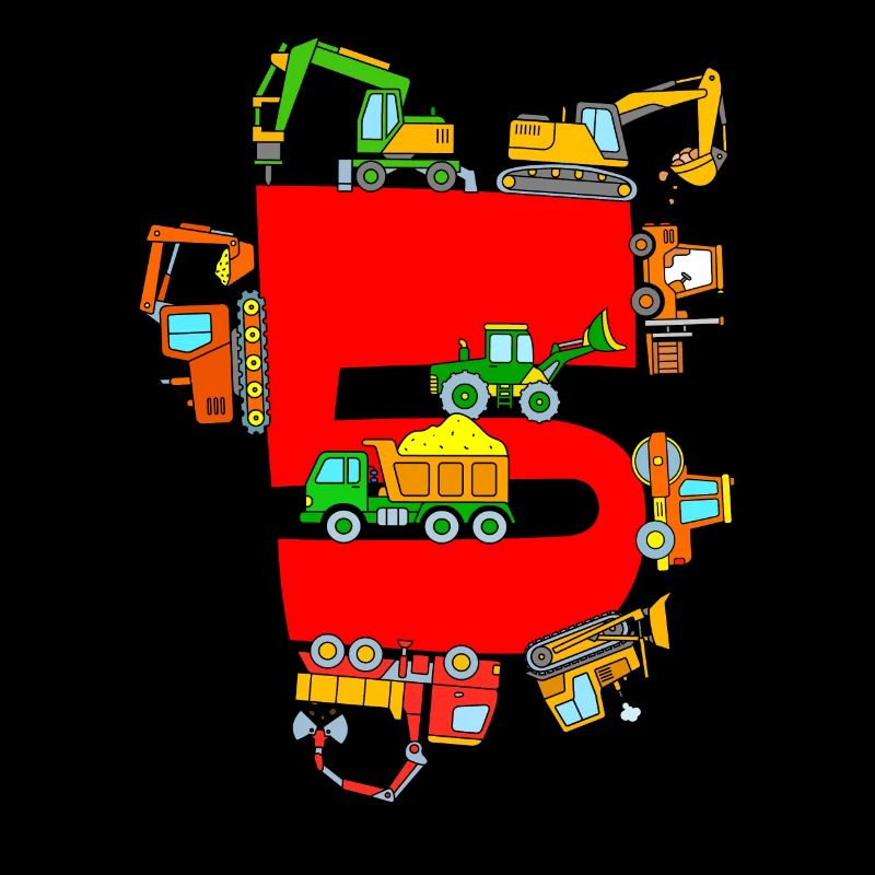 Excavator 5th Birthday Construction Vehicles 5 Years Boys