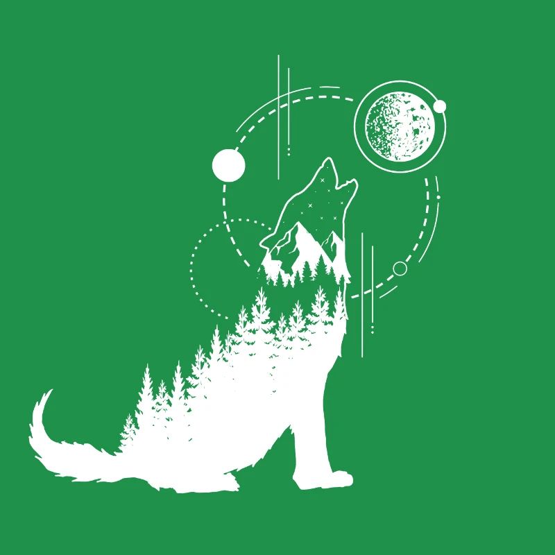 Modern Geometric Wolf Forest Double Exposure