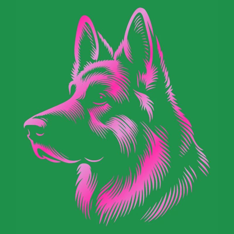 German Shepherd head pink