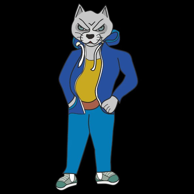 Chat gris en colère