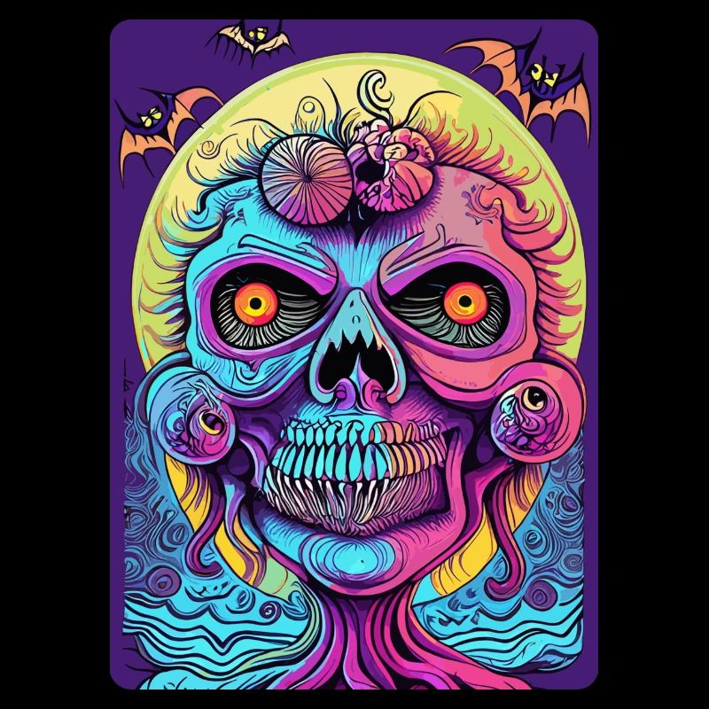 Visage de sorcière zombie coloré effrayant
