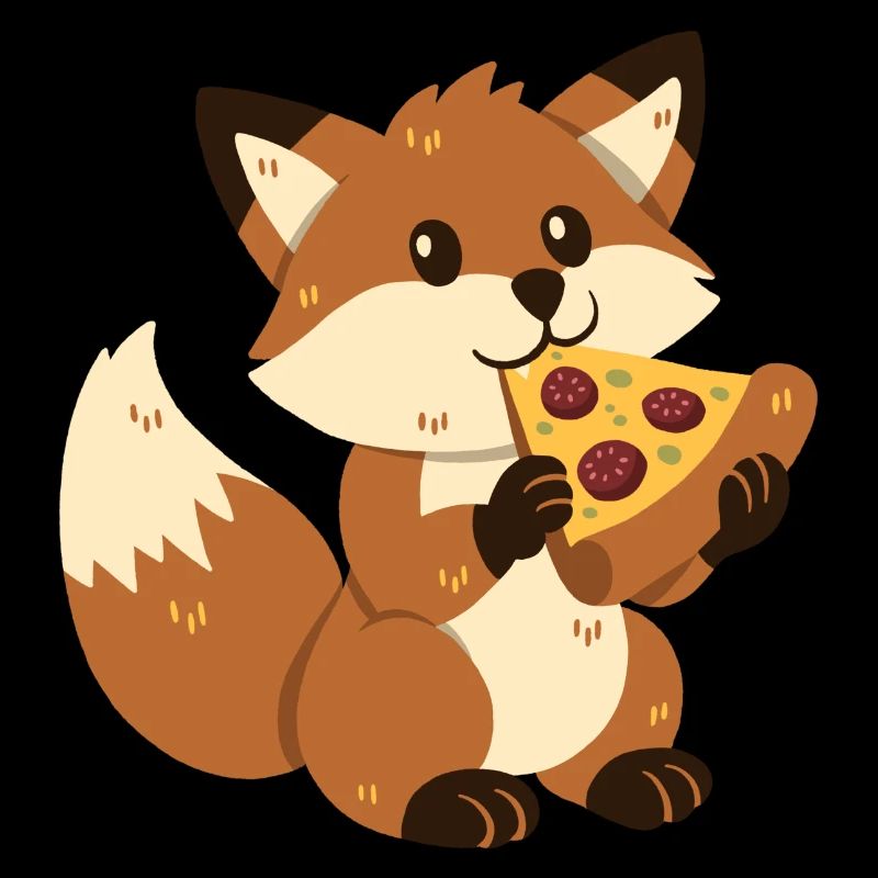 Fox with pizza