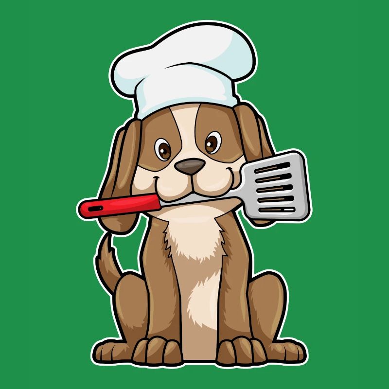 Dog as a cook with a chef's hat & spatula