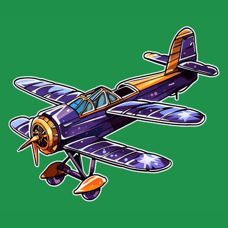 Propellerflugzeug Comic Look