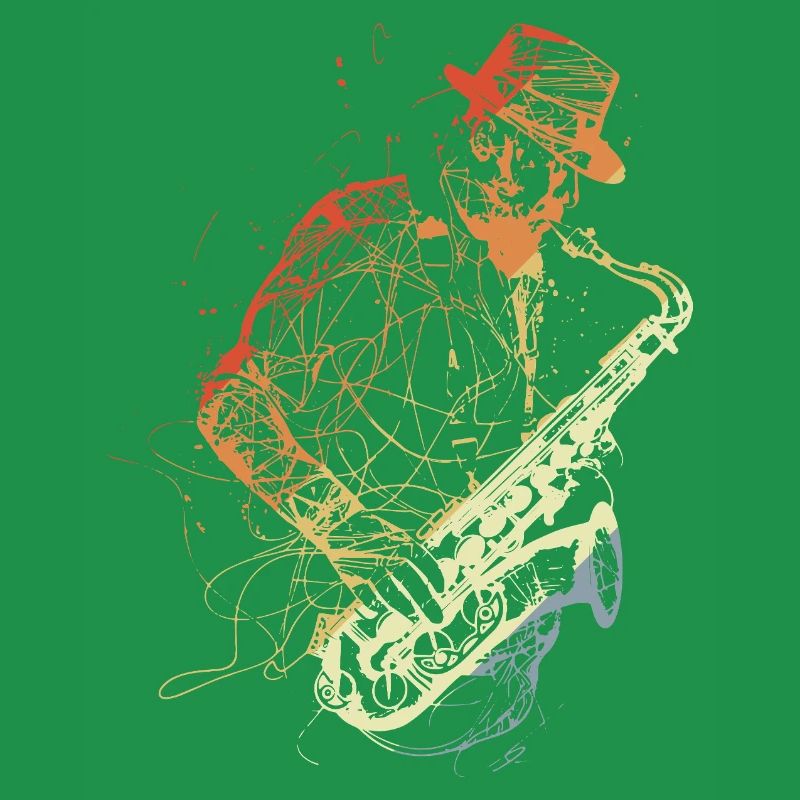 Retro Saxophone Player Drawing