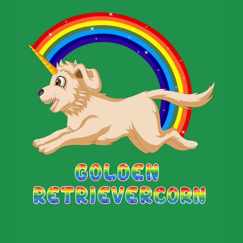 Golden Retriever Einhorn Regenbogen Design