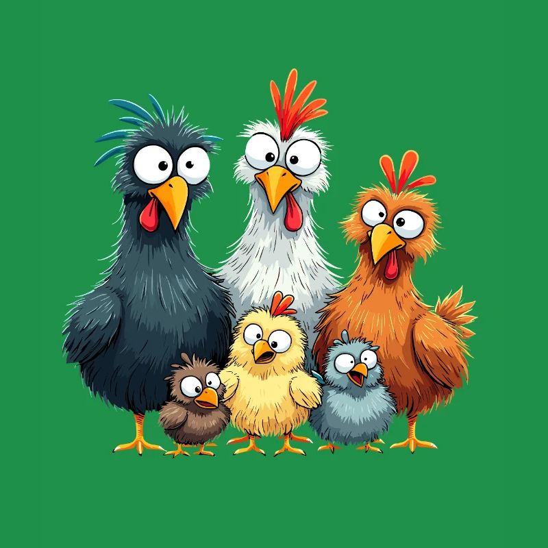 Colorful Chicken Group Comedy Design