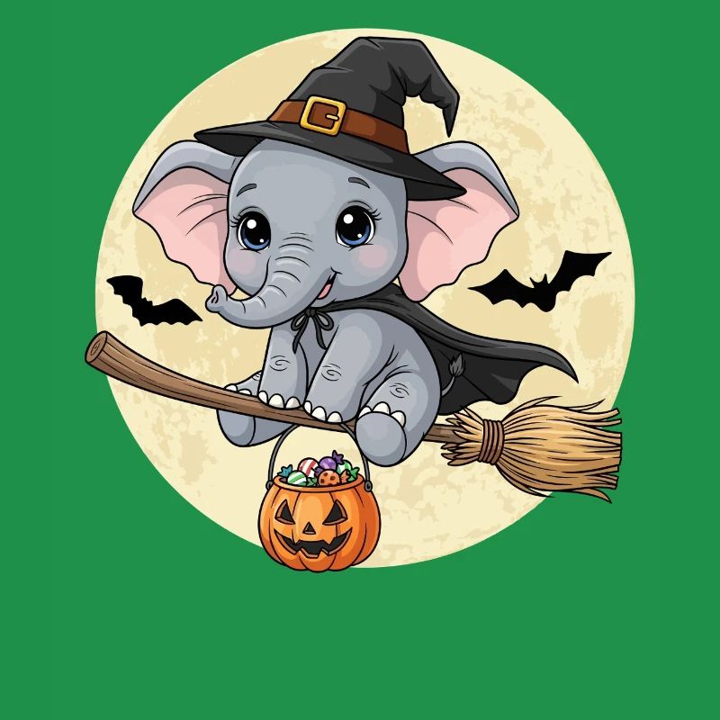 Cute Elephant Witch Halloween
