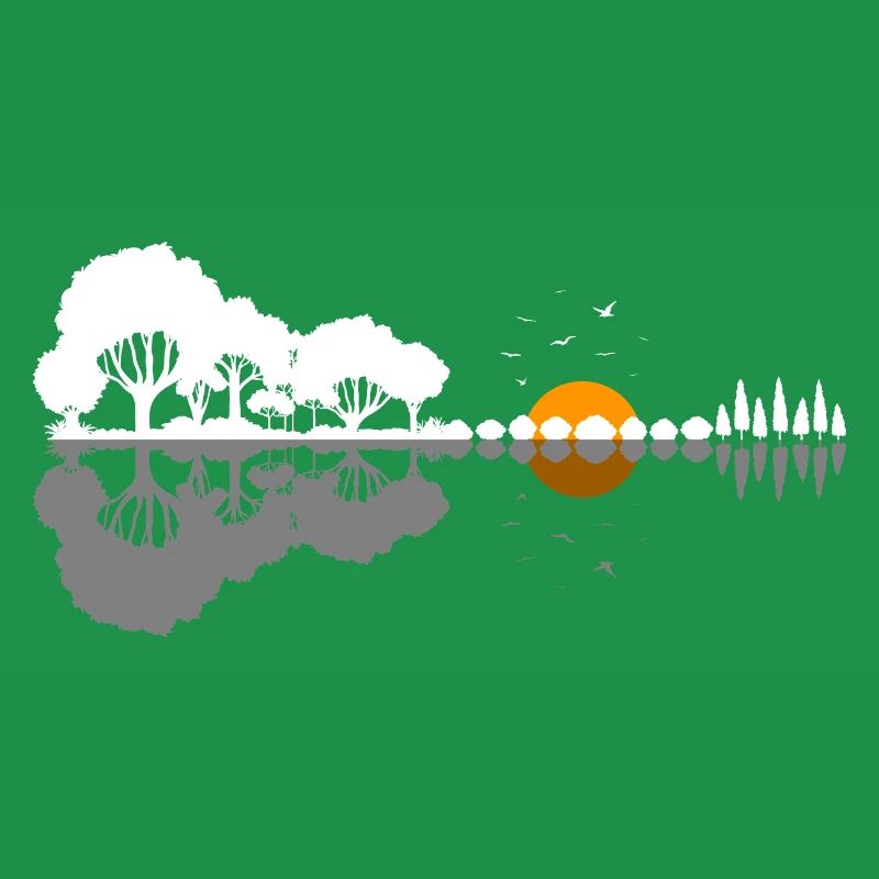 Guitar Nature Forest Trees Reflection Music Gift