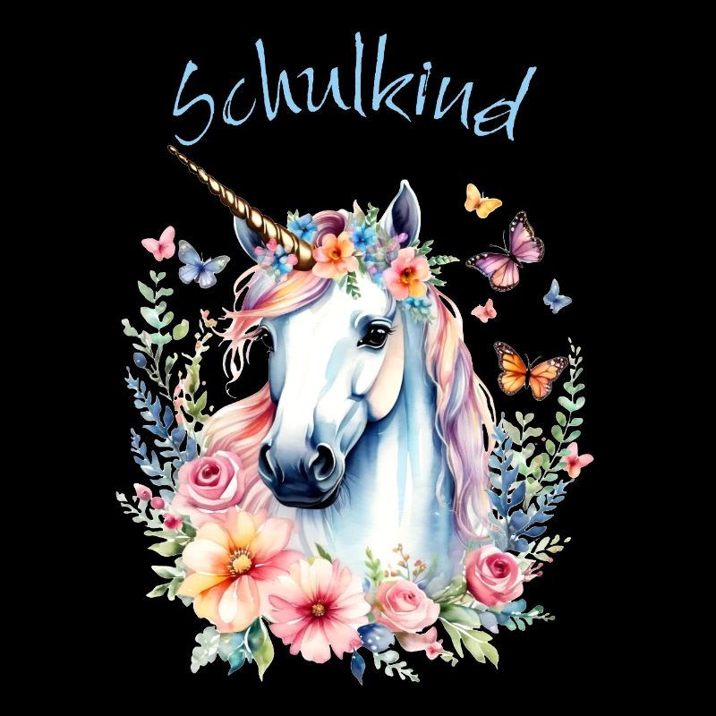 Romantisches Einhorn Blumenkranz - Schulkind 2026