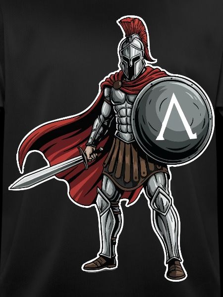 Hoplitisches Spartanisches Lambda-Schild-Schwert-Maskottchen