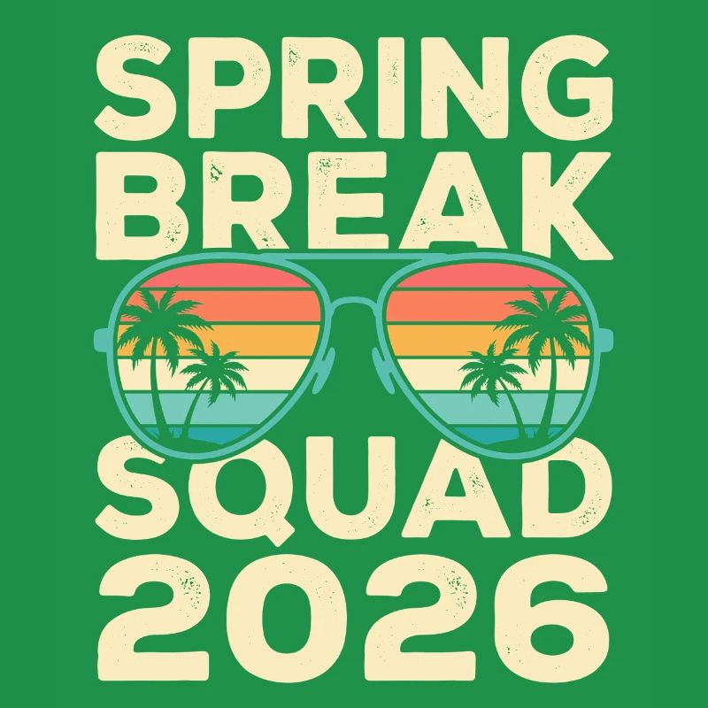 Spring Break Squad 2026 Retro Palm Tree Design
