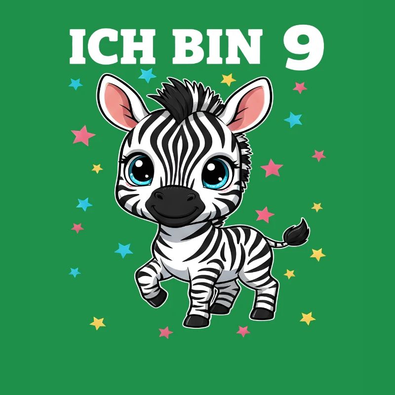 Ich bin 9 - Süßes Zebra zum 9. Geburtstag