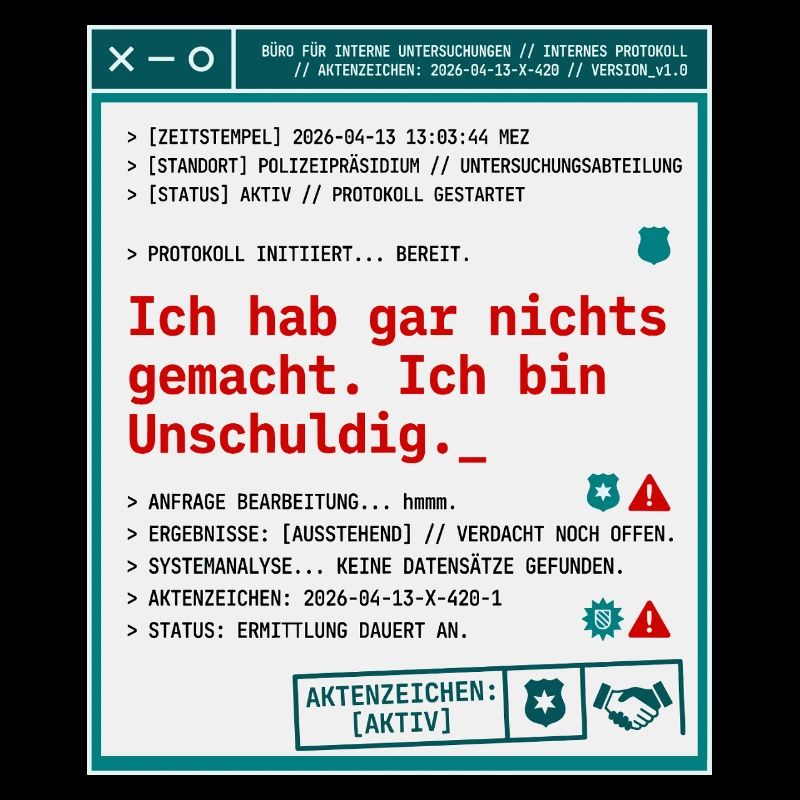 Polizei Protokoll Akte Unschuldig