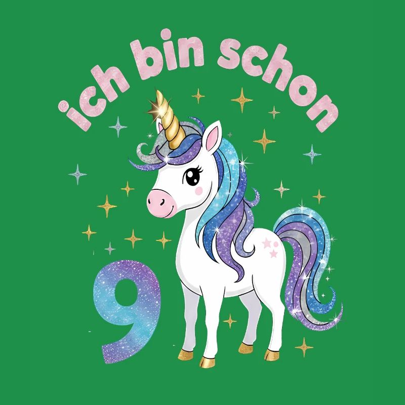 9. Geburtstag Einhorn Mädchen Ich bin schon 9