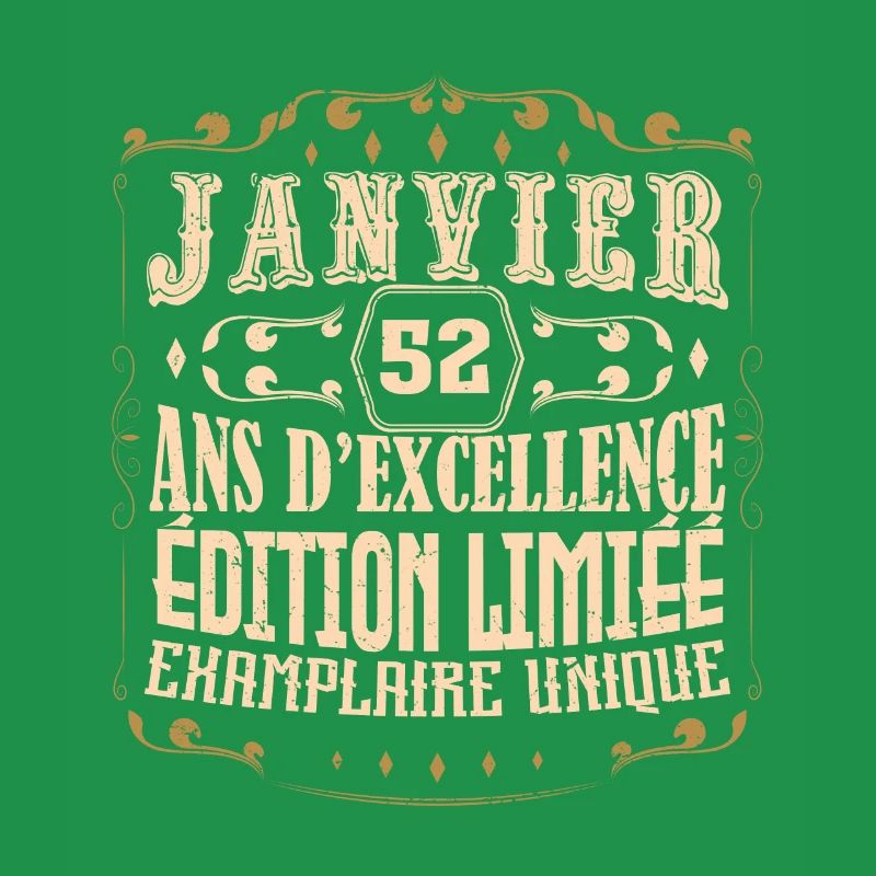 Vintage Janvier 52 ans. anniversaire janvier.