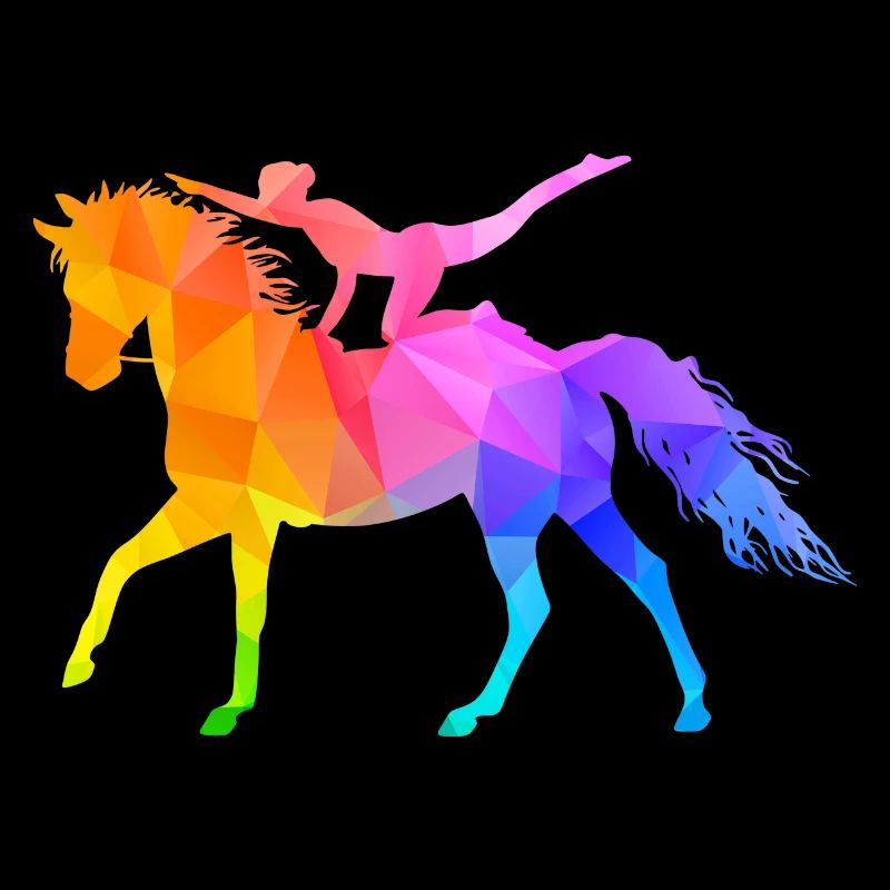 Voltige acrobatie équitation cheval coloré