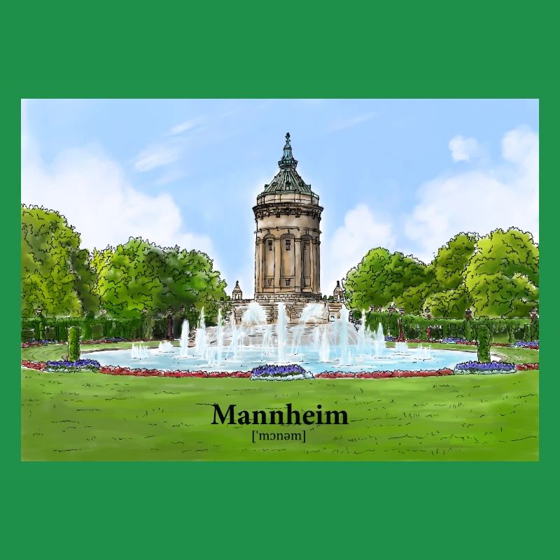 Wasserturm Mannheim Aquarell