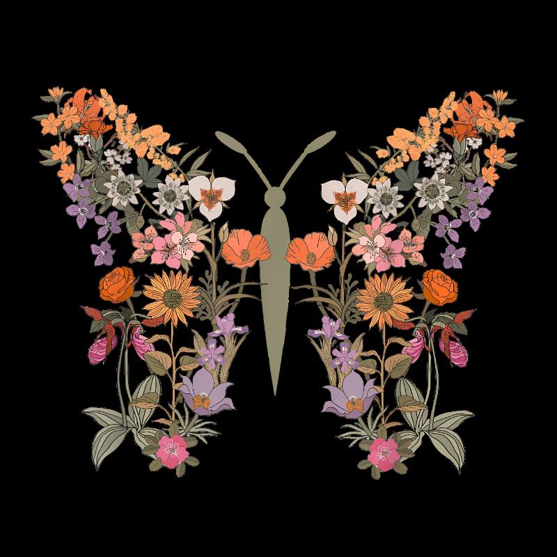 Frauen Boho Wildblume Sommer Blumen Schmetterling