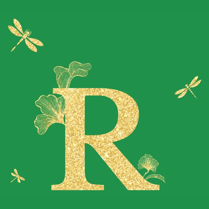 Buchstabe r Goldene Glitzer Libelle - Geschenkidee