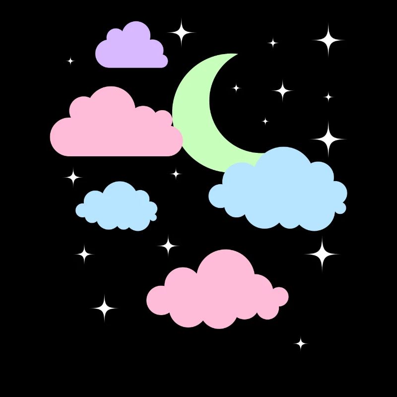 Cute Pastel Goth Moon Clouds Kawaii