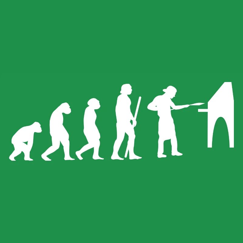 Human Evolution Pizza Delivery Guy Eating Pizza It