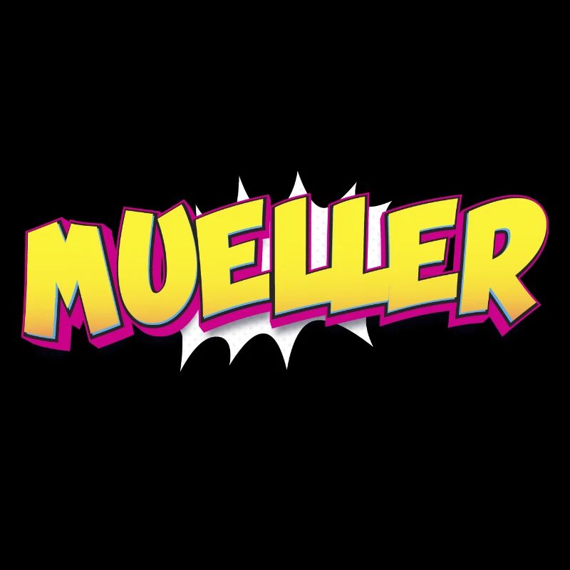 Mueller benutzerdefinierter Name Comic-Buch-Stil Pop-Art,