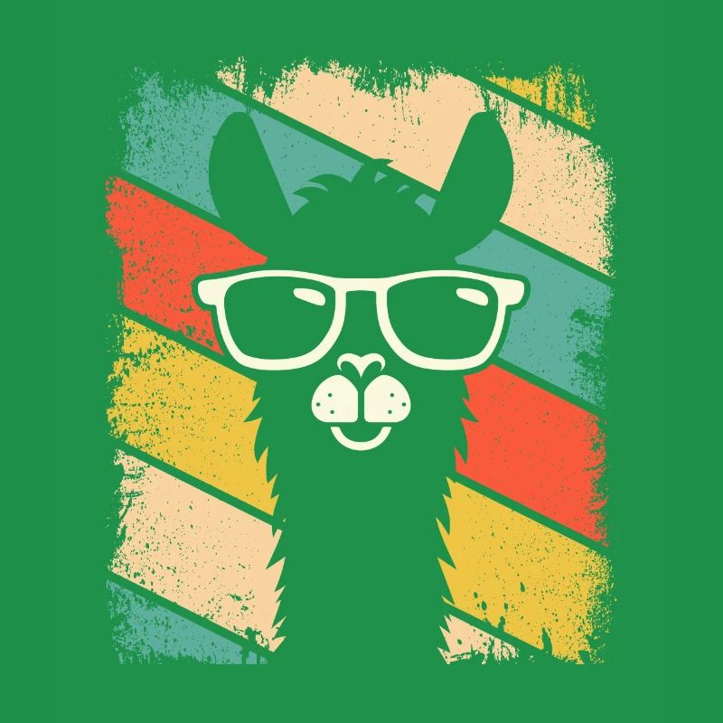 Retro Lama Alpaca with Sunglasses Lama Alpaka